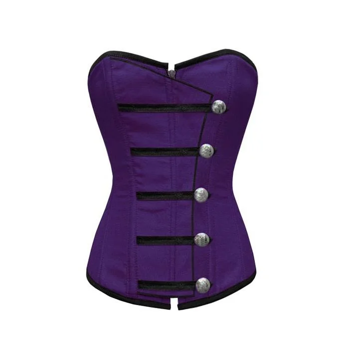 Anti - chafe bustiers for comfortable movementWardy Purple Corset With Button Down Placket