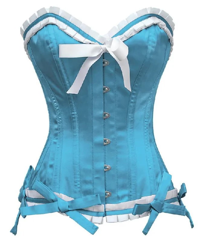 Cotton - blend bustiers for breathabilityBryan Burlesque Turquoise Overbust Corset