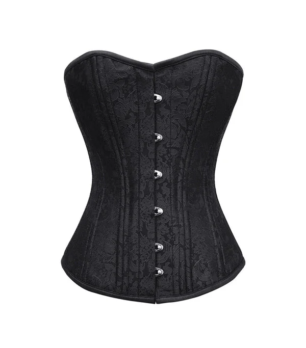 Vintage - style women's bustiers with lace and bowsFlourish Overbust Corset in Black Brocade