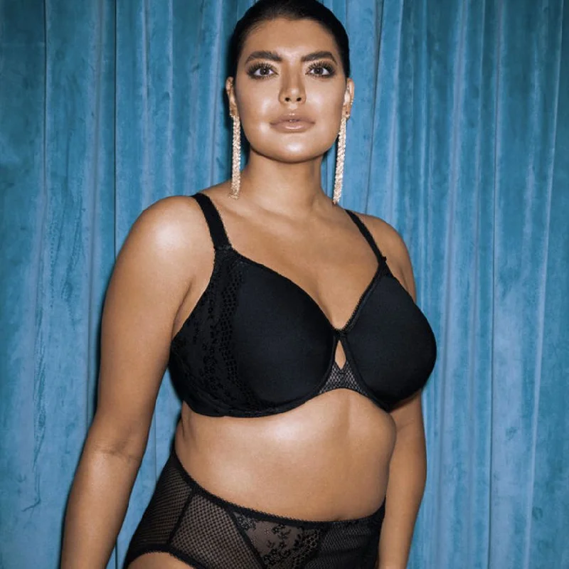 Women's demi - cup bras for a sexy lookElomi Charley UW Bandless Spacer Molded Bra in Black EL4383