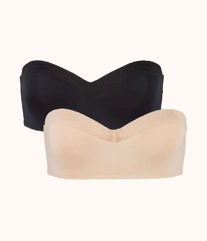 Women's bras with removable padsNo-Wire Strapless Bra Bundle: Jet Black/Toasted Almond