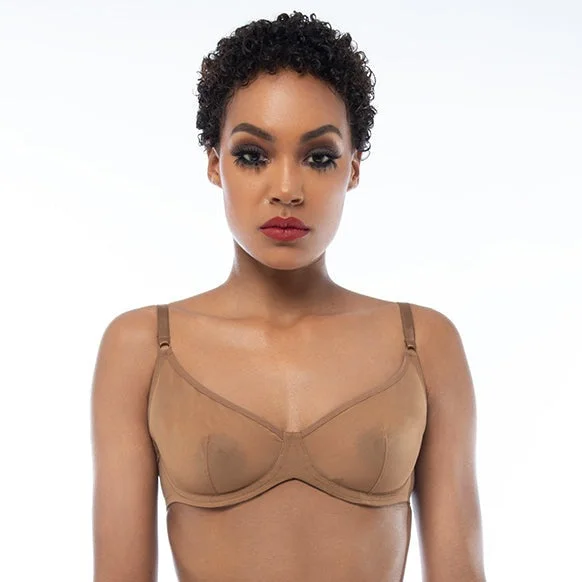 Women's sports bras with a racerback designOwnbrown: Underwire Mesh Bra - Amani