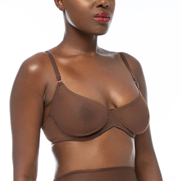 Women's convertible bras with multiple strap optionsOwnbrown: Underwire Mesh Bra - Yemoya