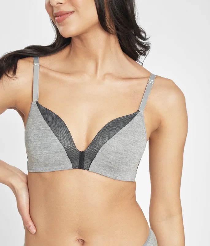 Women's bras with a cotton - polyester blendThe All-Day Deep V No-Wire: Heather Gray