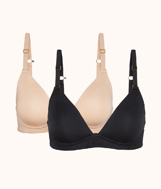 Women's underwire bras for extra supportThe All-Day Plunge No-Wire Bra Bundle: Jet Black/Toasted Almond