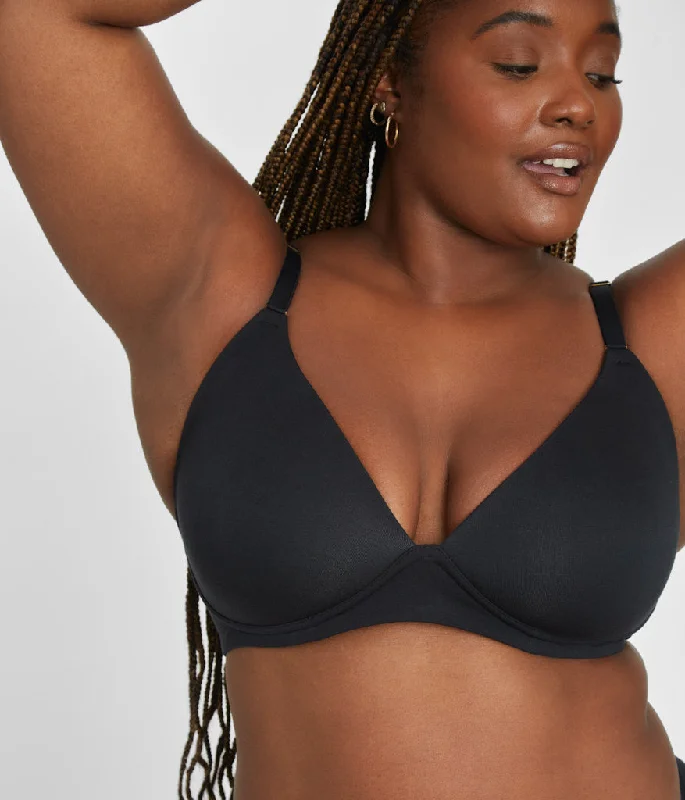 Women's bras with a cotton - polyester blendThe All-Day Plunge No-Wire Bra: Jet Black