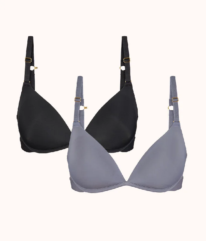 Women's bras with a lift and separate functionThe Deep V No-Wire Push-Up Bundle: Jet Black/Smoke