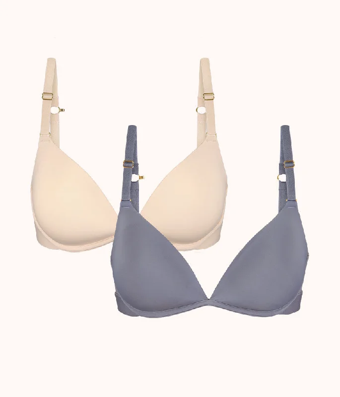 Women's pastel - colored bras for a soft lookThe Deep V No-Wire Push-Up Bundle: Toasted Almond/Smoke