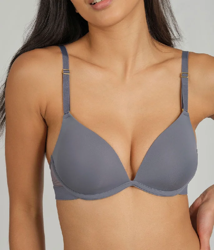 Women's bras with a cooling fabricThe Deep V No-Wire Push-Up: Smoke