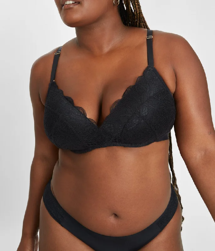 Women's convertible bras with multiple strap optionsThe Lace No-Wire Push-Up: Jet Black