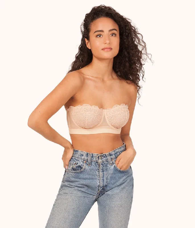 Women's polka - dot brasThe Lace Strapless: Toasted Almond