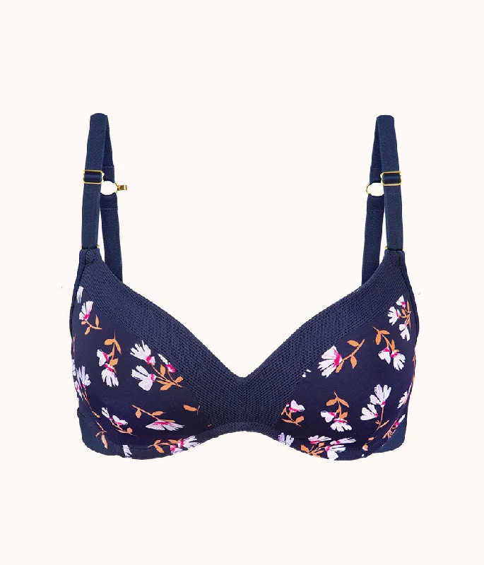 Women's polka - dot brasThe No-Wire Push-Up: Navy Daisy