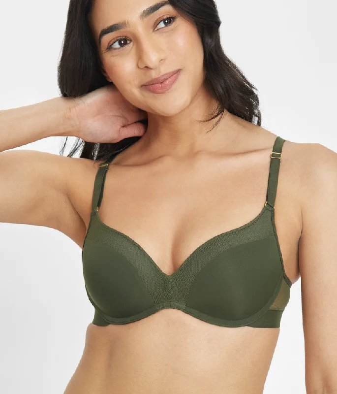 Women's wireless bras for all - day comfortThe No-Wire Push-Up: Rich Olive