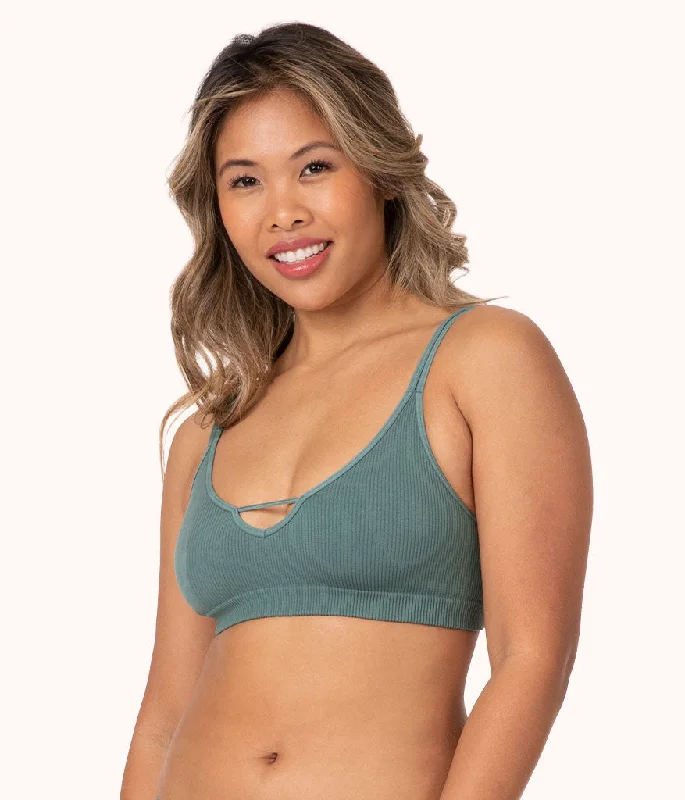 Women's bras using a bamboo fiber liningThe Skinny-Strap Seamless Bralette: Harbor Green