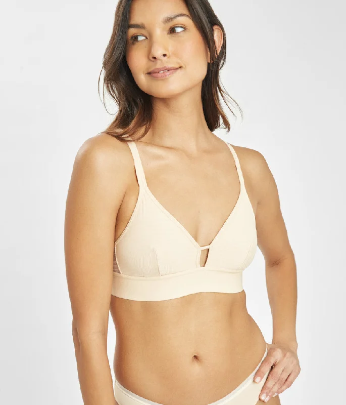 Women's multicolored bras for a fun styleThe Stripe Mesh Bralette: Toasted Almond