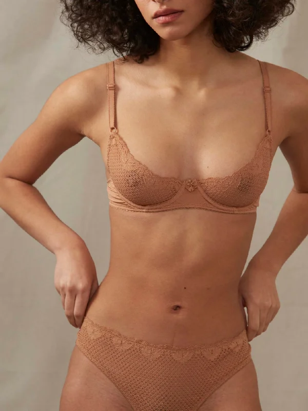 Women's bras with removable padsDuet by Timpa: Lace Demi Bra - Caramel