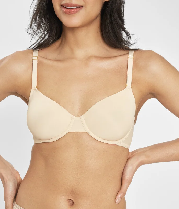 Women's bras with wide shoulder straps for supportUnlined Bra: Toasted Almond