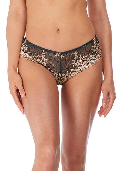 Women's animal - print brasWacoal Embrace Lace Tanga, Ebony / Shifting Sand