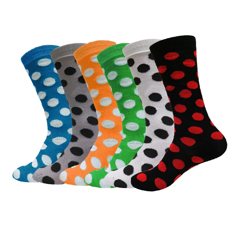 Women's spandex - infused socks for stretch3 or 6 Pairs Women's Casual or Dress Polka Dot Crew Socks