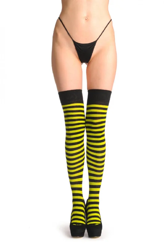 Women's spandex - infused socks for stretchAsparagus Green & Black Stripes