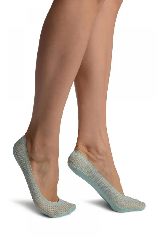 Women's silk - lined socks for a luxurious feelAzure Blue Snake Skin, Silver Lurex With Silicon Heel & Bottom Footies