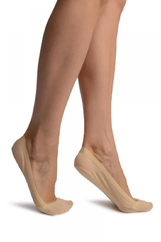 Women's leather - look socks for an edgy styleBeige All Over Cotton With Silicon Heel Footies