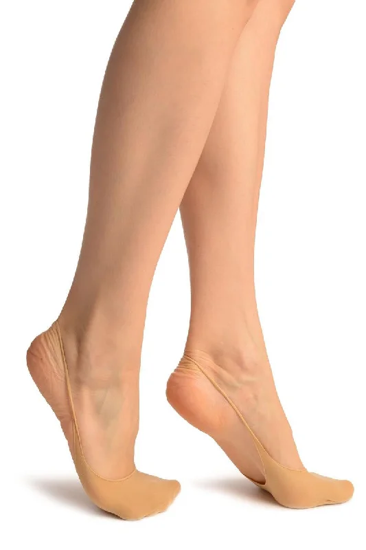 Women's ribbed knee - high socks for a classic lookBeige Sling Back Footies Socks