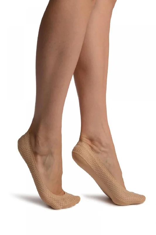 Women's knee - high socks with lace trimBeige Snake Skin, Silver Lurex With Silicon Heel & Bottom Footies