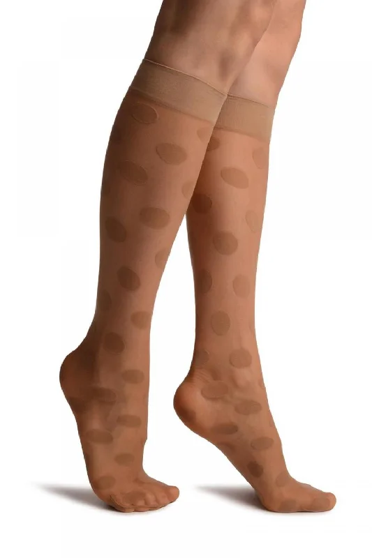 Women's cushioned sole socks for shock absorptionBeige With Large Polka Dots Knee High Socks