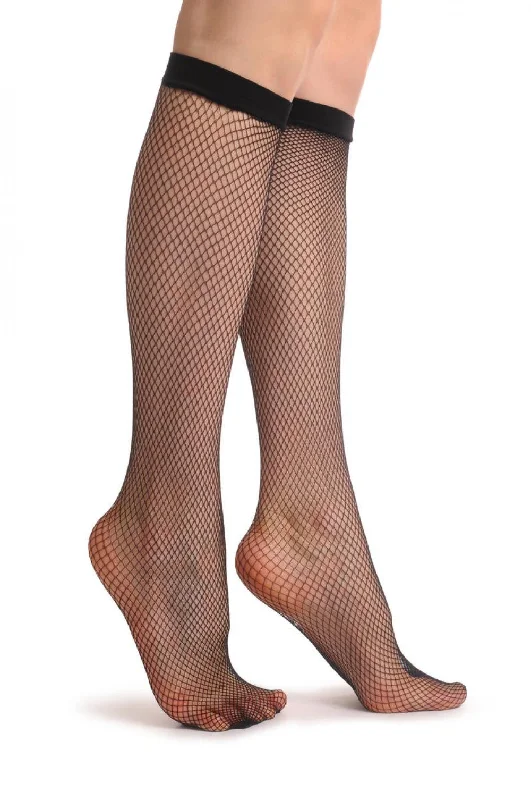 Women's leather - look socks for an edgy styleBlack Fishnet Knee High Socks