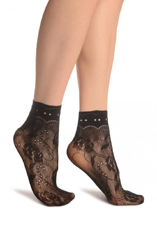 Women's argyle - patterned thigh - high socksBlack Roses Lace With Comfort Top Ankle High Socks