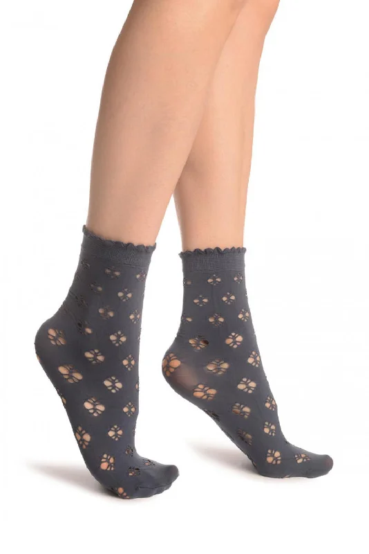 Women's spandex - infused socks for stretchBlue Jeans Viola Lace Ankle High Socks