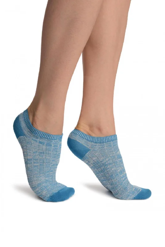 Women's ankle socks with a frilly edgeBlue Melange Footies