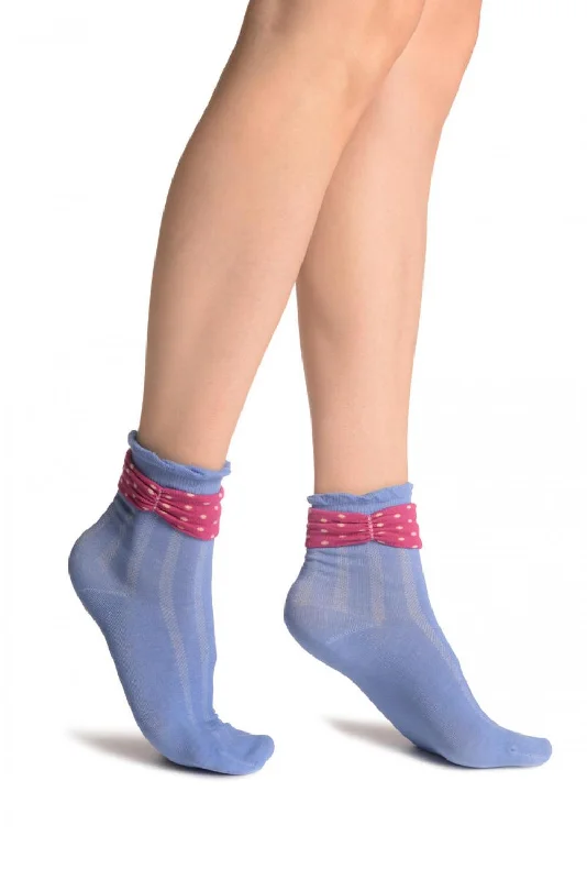 Women's hypoallergenic socks for sensitive skinBlue With Around The Ankle Bow Ankle High Socks