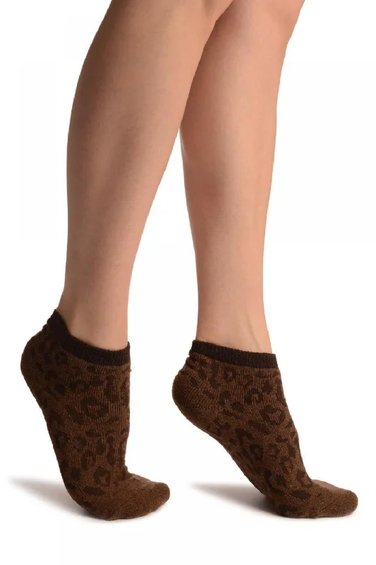 Women's sheer over - the - knee socks for a sexy appealBrown Leopard Angora Footies Socks