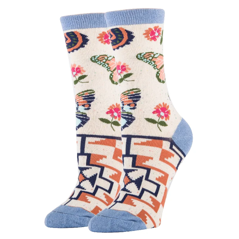 Women's microfiber socks for a lightweight optionButterfly Print