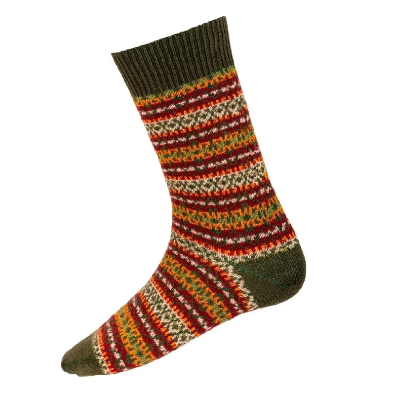 Women's ankle socks with a frilly edgeMen's Fair Isle Socks - Spruce Green