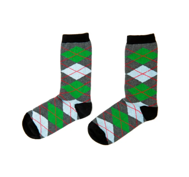 Women's bamboo fiber socks for eco - friendlinessGreen checkered socks