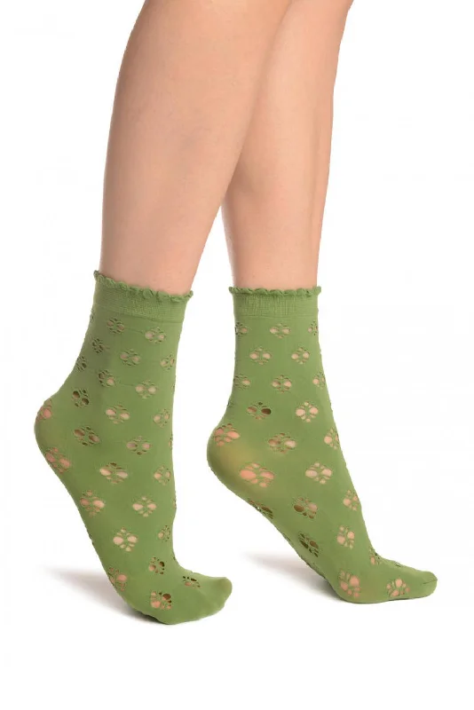 Women's ribbed knee - high socks for a classic lookGreen Viola Lace Ankle High Socks