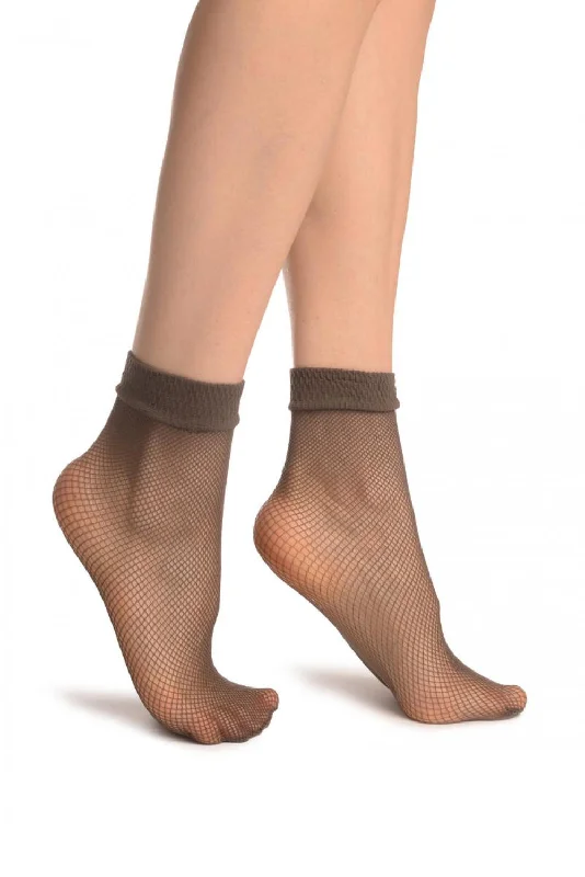 Women's thermal socks for cold weatherGrey Fishnet Ankle High Socks