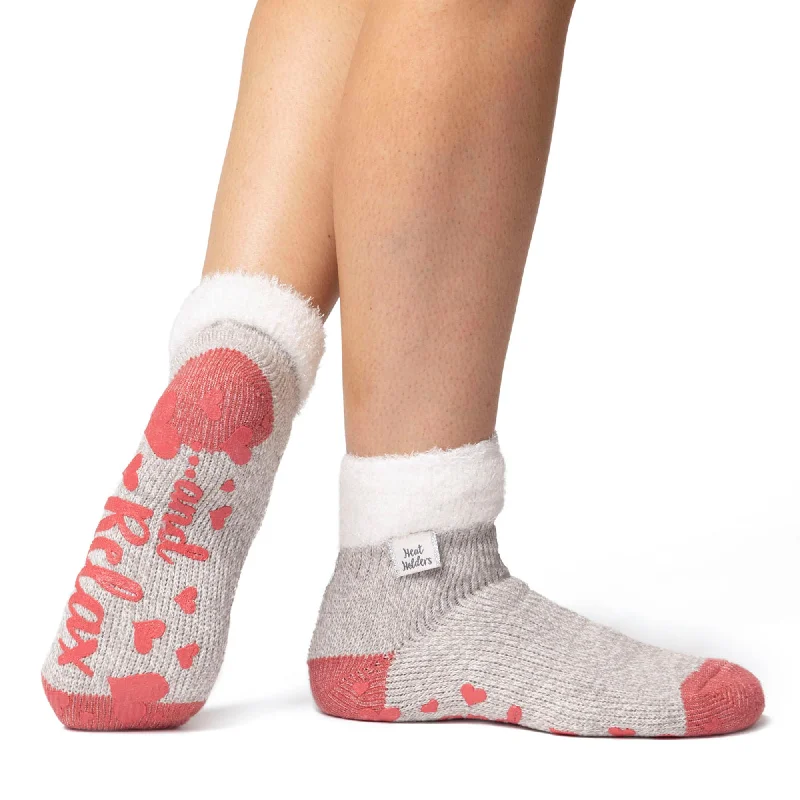 Women's non - slip socks for safetyLadies Original Lounge Socks with Comfy Feather Top - Light Grey