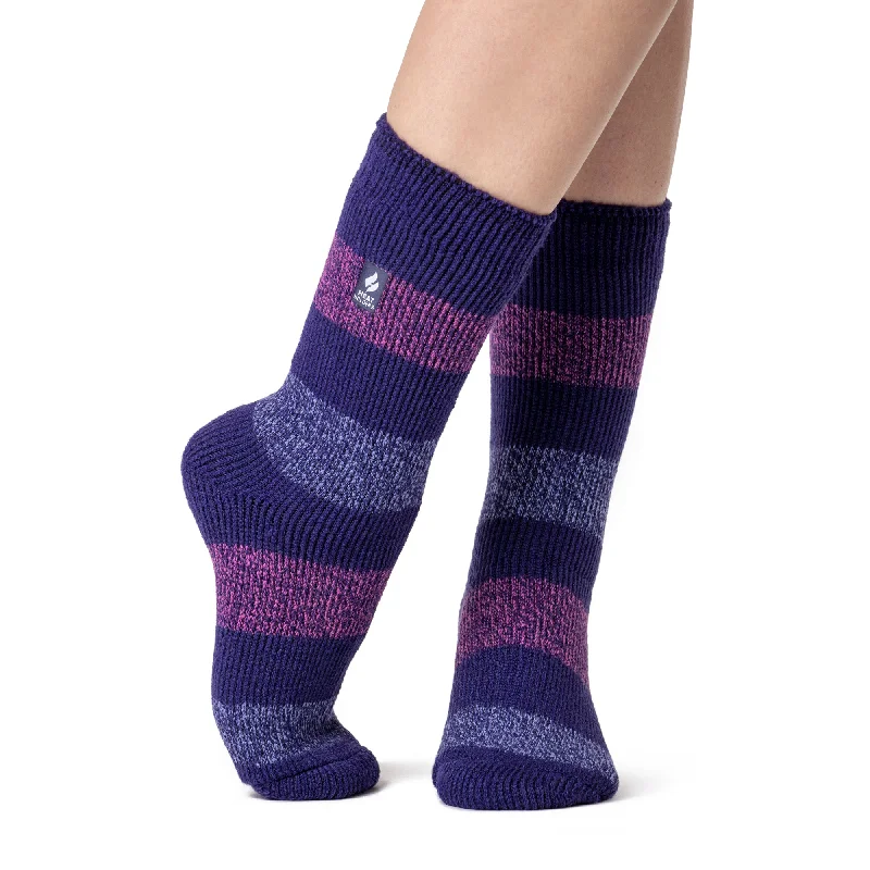 Women's hypoallergenic socks for sensitive skinLadies Original Seascale Twist Stripe Socks - Navy & Pink