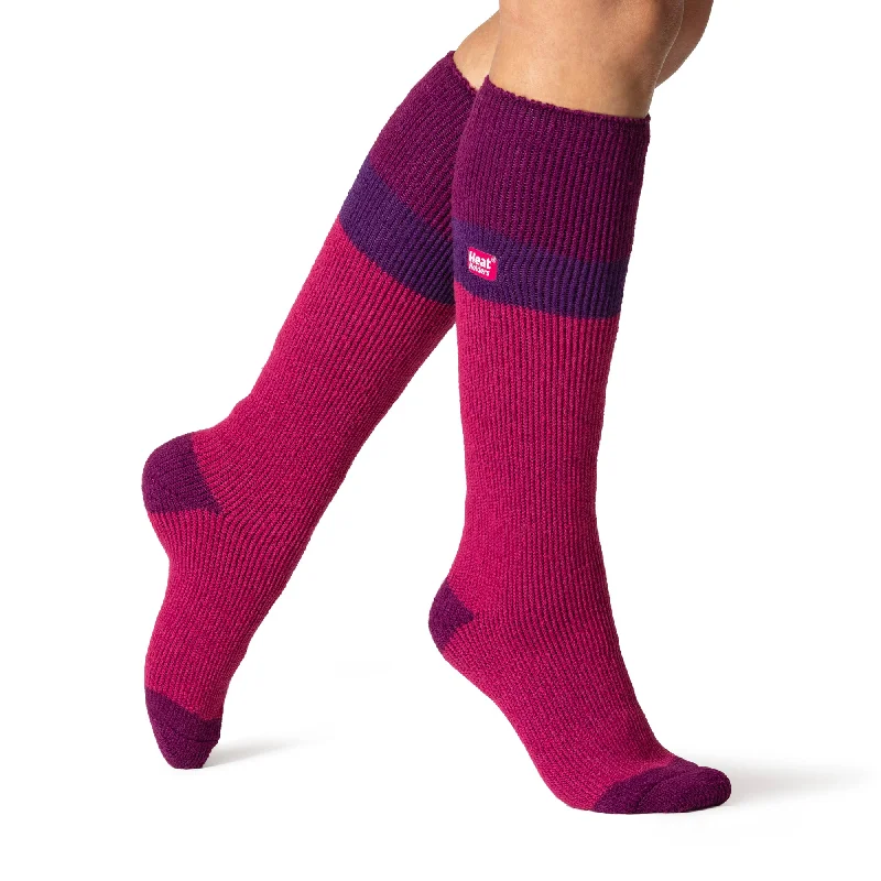 Women's anti - odor socks for long - day freshnessLadies Original Long Ski & Snow Sports Socks - Fuchsia, Purple & Raspberry