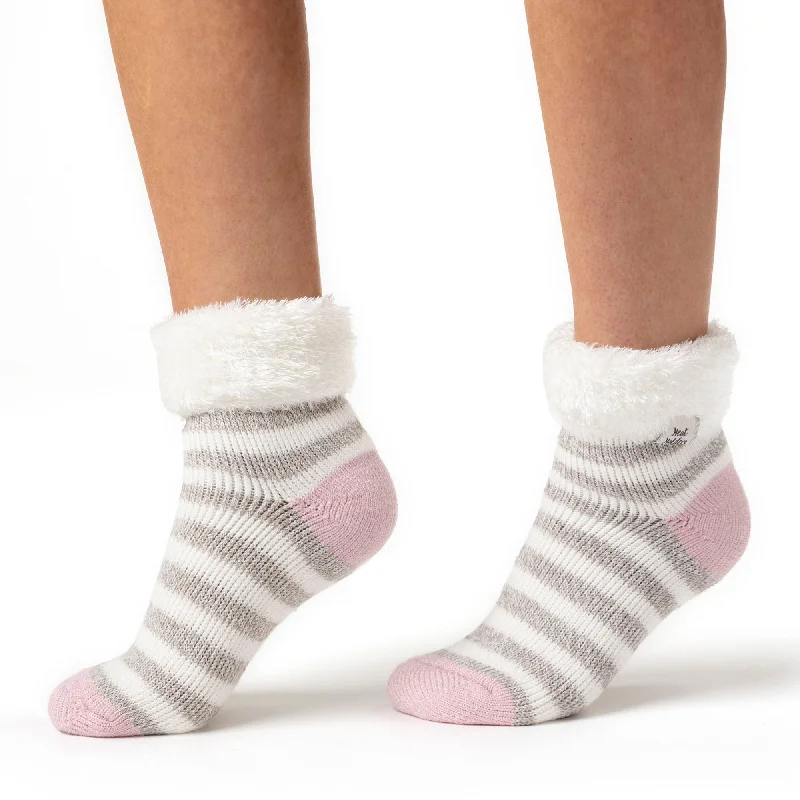 Women's wool - rich socks for winter warmthLadies Original Sleep Socks with Turnover Feather Top - Grey & Cream