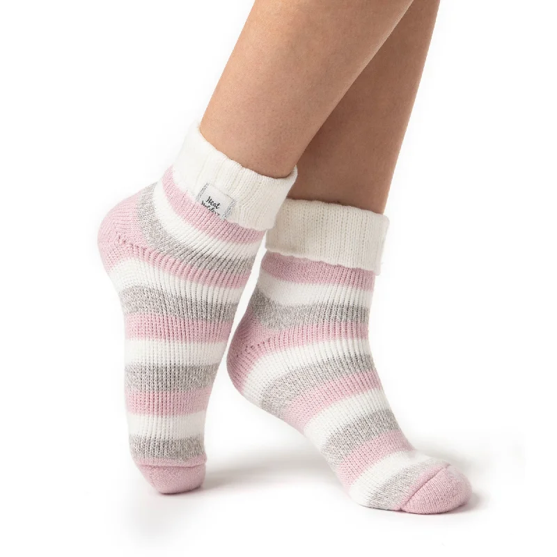 Women's cotton blend socks for breathabilityLadies Original Sleep Socks with Turnover Rib Top - Grey & Pink