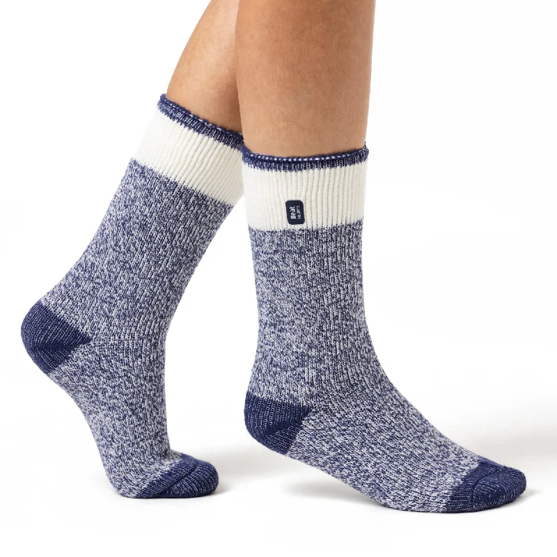 Women's crew socks with a polka - dot printLadies Original Snowdrop Twist Socks - Soft Navy