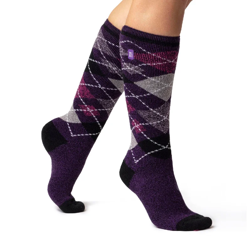 Women's hypoallergenic socks for sensitive skinLadies Lite Argyle Long Socks - Sherwood