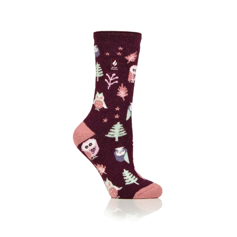 Women's bamboo fiber socks for eco - friendlinessLadies Lite Jacquard Socks - Owl Haven