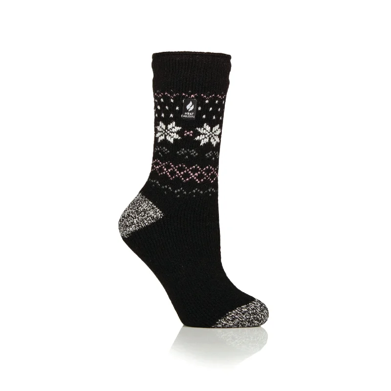 Women's moisture - wicking socks for sportsLadies Original Jacquard Socks - Black Fairisle