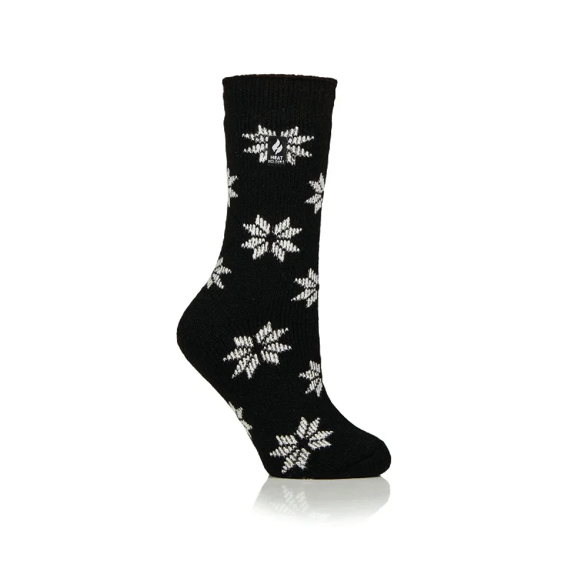 Women's cushioned sole socks for shock absorptionLadies Original Jacquard Socks - Black Snowflake